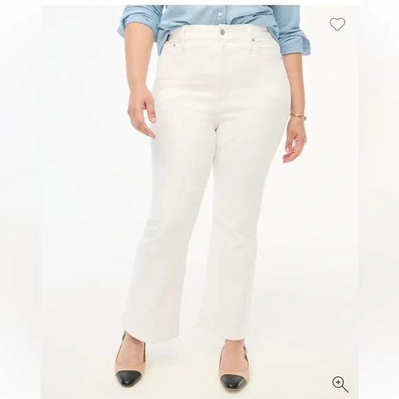 NWT J. Crew Petite High Rise Flare Crop Jean Pant in Signature Stretch 34P WHITE - Picture 3 of 12
